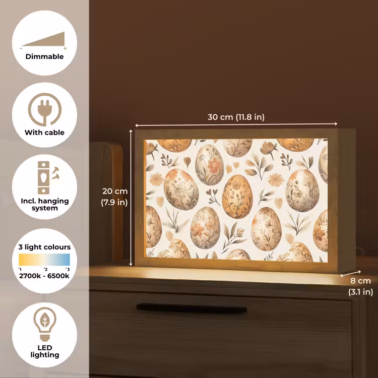Paaseieren - Bruin - Bloemen Light Box met kabel (Tafellamp) klein -USP_EN