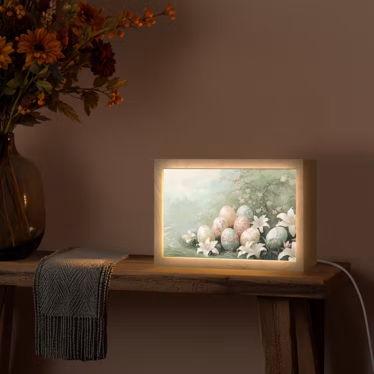 Paaseieren - Pasteltinten - Bloemen Light Box met kabel (Tafellamp) klein -sfeer4