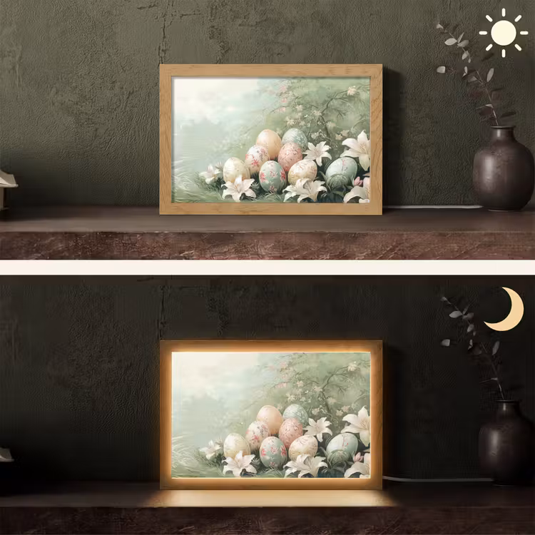 Paaseieren - Pasteltinten - Bloemen Light Box met kabel (Tafellamp) klein -sfeer3