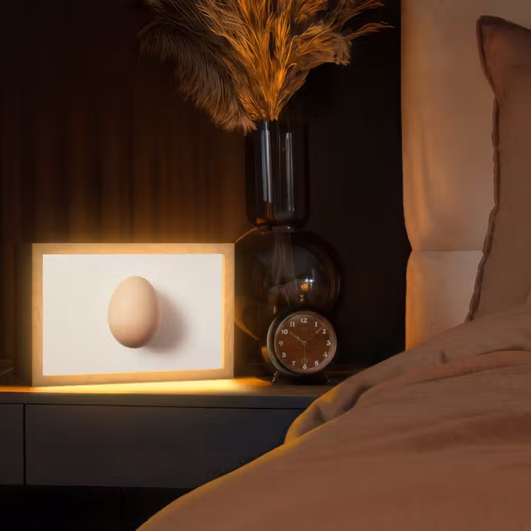 Ei - Beige - Ovaal - Egaal Light Box met kabel (Tafellamp) klein -sfeer1