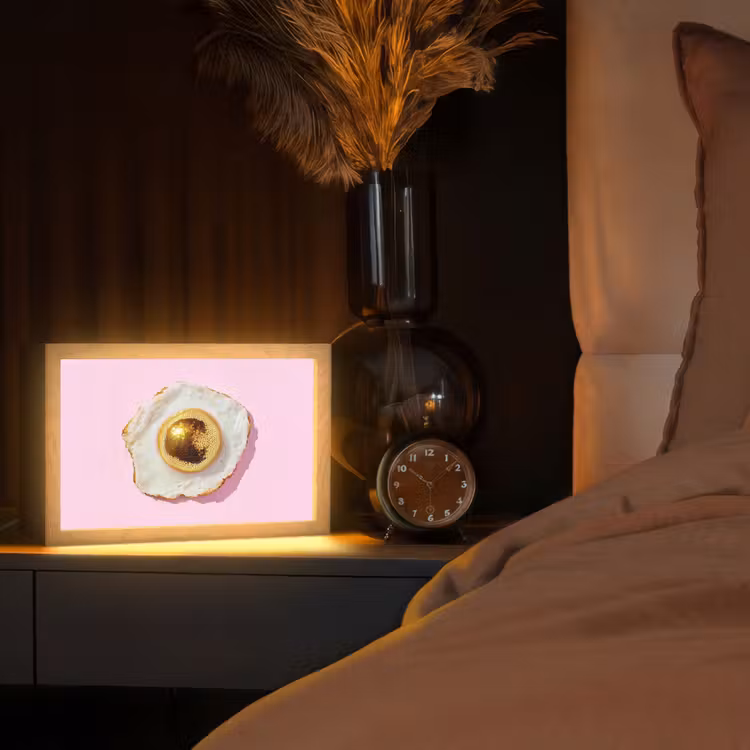 Ei - Disco - Ontbijt - Glitter Light Box met kabel (Tafellamp) klein -sfeer1