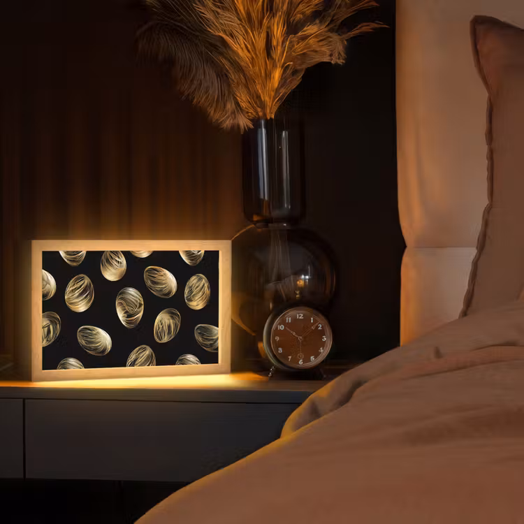 Eieren - Goud - Patroon Light Box met kabel (Tafellamp) klein -sfeer1