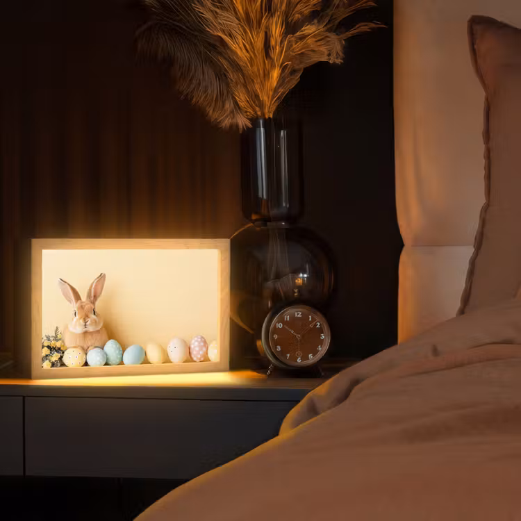 Eieren - Konijn - Pasteltinten Light Box met kabel (Tafellamp) klein -sfeer1
