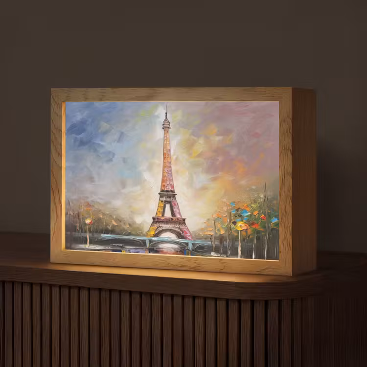 Eiffeltoren - Schilderij - Olieverf - Parijs Light Box met kabel (Tafellamp) klein -z3d_website