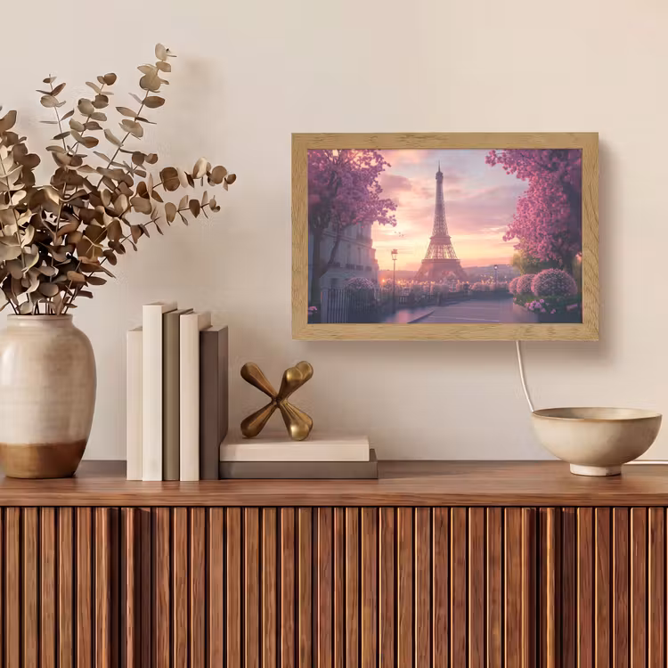 Eiffeltoren - Parijs - Roze Light Box met kabel (Tafellamp) klein -sfeer2