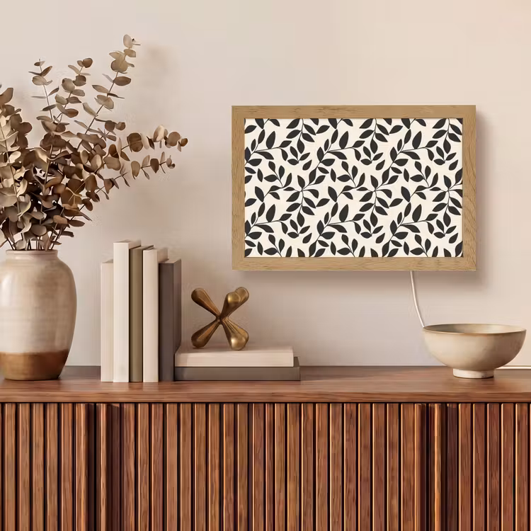 Elegant - Patroon - Zwart - Beige Light Box met kabel (Tafellamp) klein 924 -sfeer2