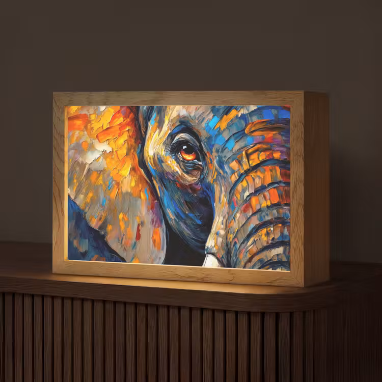 Olifant - Kunst - Dieren Light Box met kabel (Tafellamp) klein -z3d_website