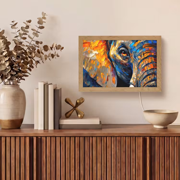 Olifant - Kunst - Dieren Light Box met kabel (Tafellamp) klein -sfeer2
