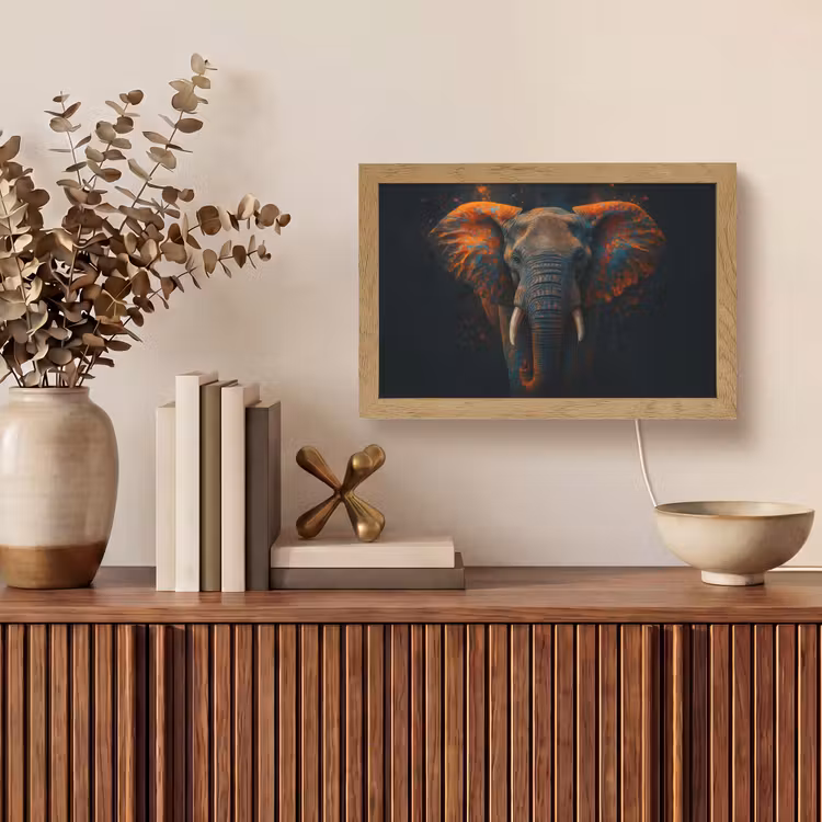 Olifant - Oranje - Oren Light Box met kabel (Tafellamp) klein -sfeer2