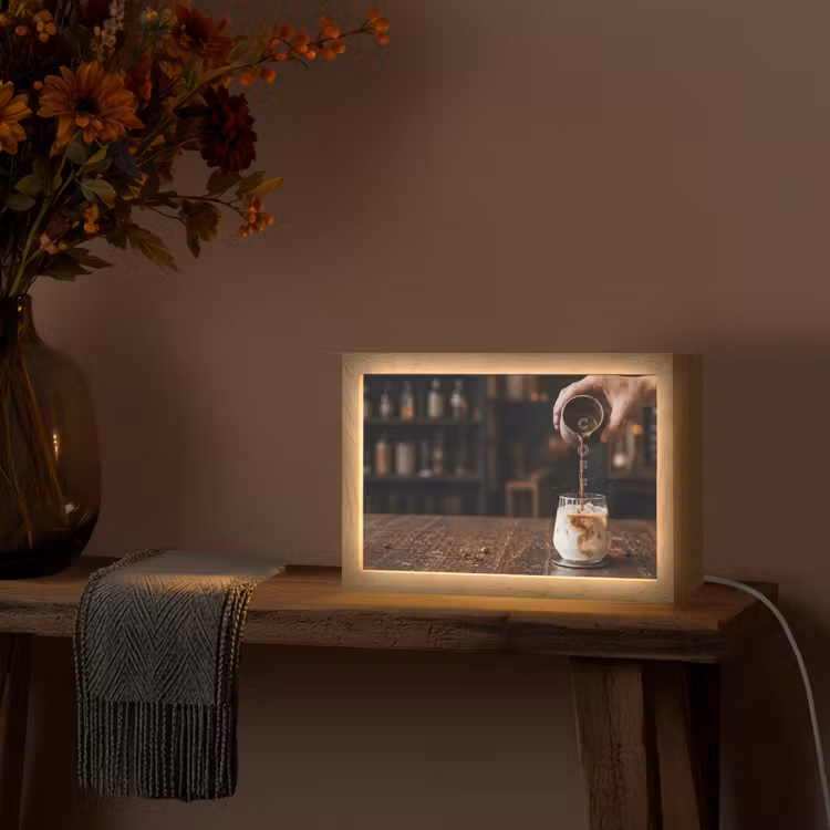 Espresso - Melk - Café Light Box met kabel (Tafellamp) klein -sfeer4