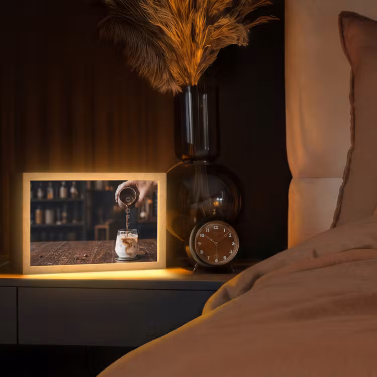 Espresso - Melk - Café Light Box met kabel (Tafellamp) klein -sfeer1