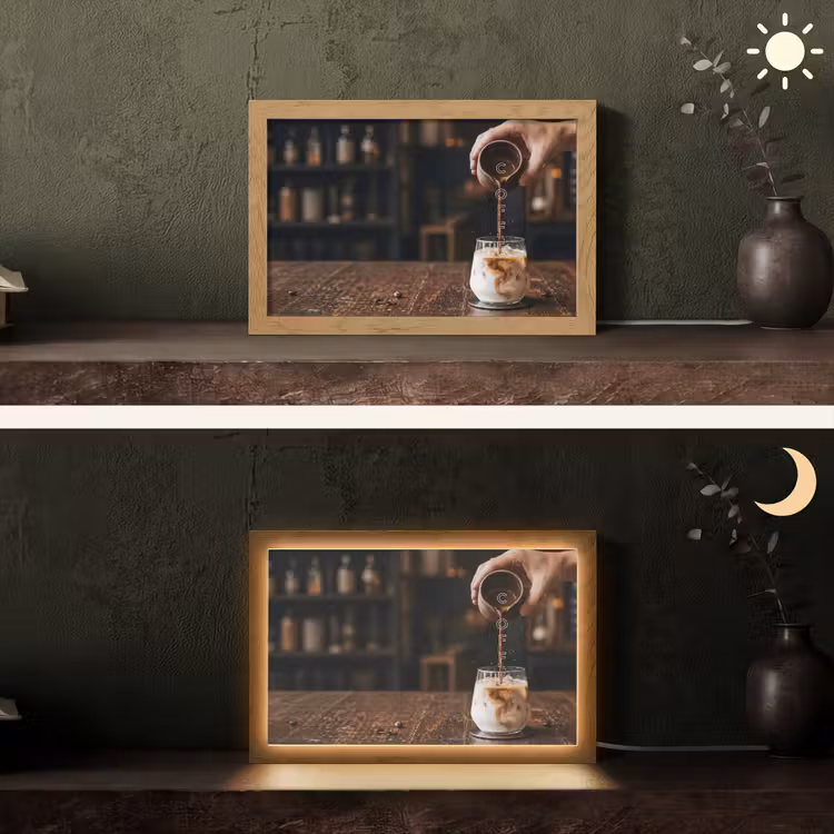 Espresso - Melk - Café Light Box met kabel (Tafellamp) klein -sfeer3