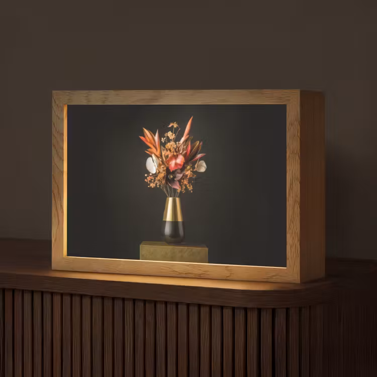 Exotisch - Boeket - Vaas - Goud Light Box met kabel (Tafellamp) klein -z3d_website