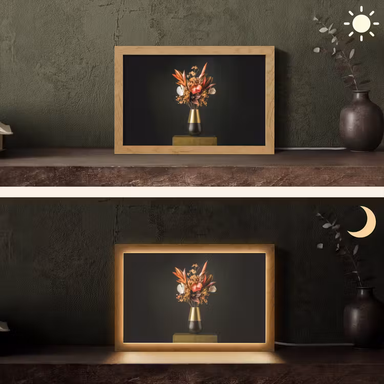 Exotisch - Boeket - Vaas - Goud Light Box met kabel (Tafellamp) klein -sfeer3