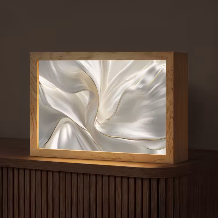 Stof - Plooien - Goud Light Box met kabel (Tafellamp) klein -z3d_website