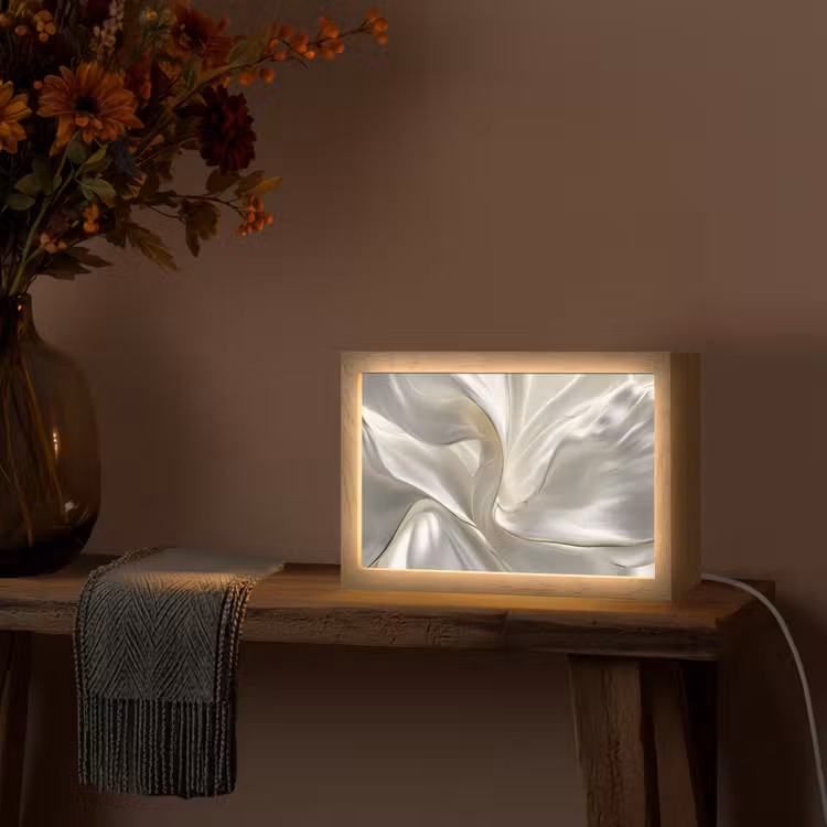 Stof - Plooien - Goud Light Box met kabel (Tafellamp) klein -sfeer4