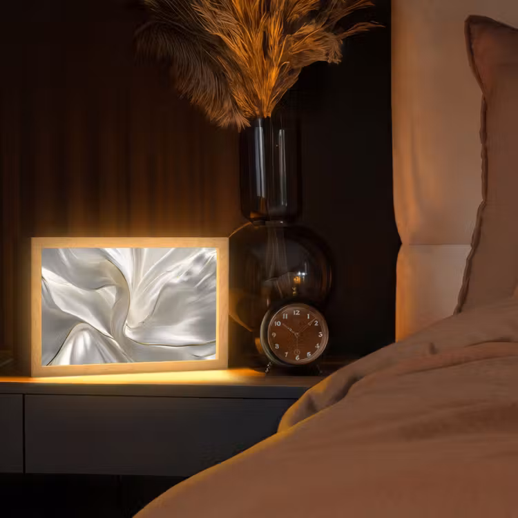 Stof - Plooien - Goud Light Box met kabel (Tafellamp) klein -sfeer1