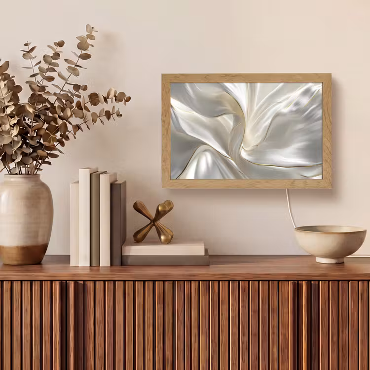 Stof - Plooien - Goud Light Box met kabel (Tafellamp) klein -sfeer2