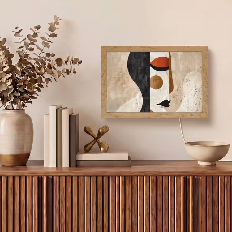 Gezicht - Abstract - Kunst - Vormen Light Box met kabel (Tafellamp) klein -sfeer2