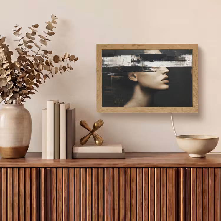 Gezicht - Vrouw - Zwart - Abstract Light Box met kabel (Tafellamp) klein -sfeer2