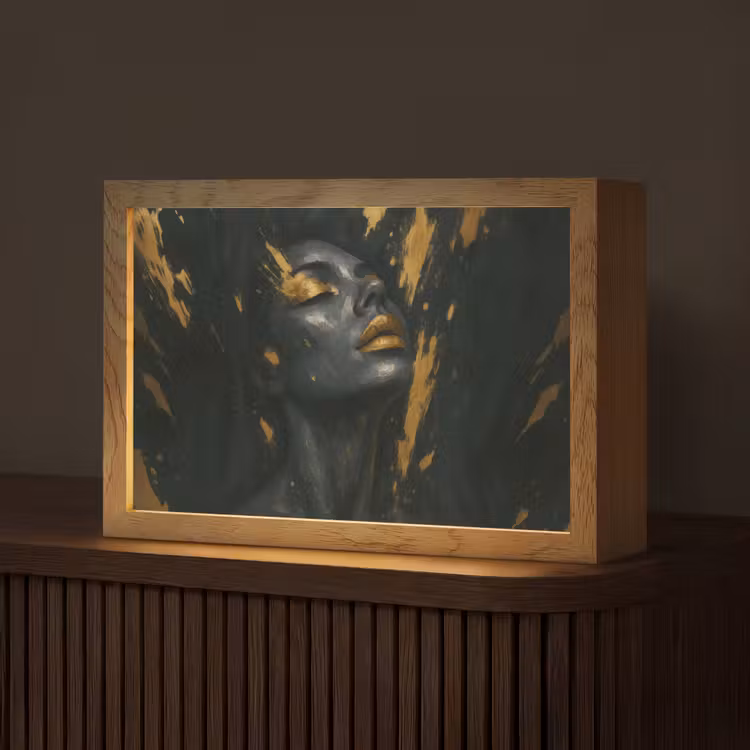 Gezicht - Vrouw - Verfspatten - Abstract Light Box met kabel (Tafellamp) klein -z3d_website