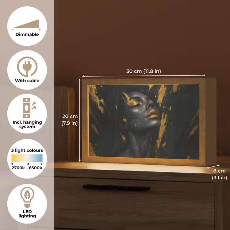Gezicht - Vrouw - Verfspatten - Abstract Light Box met kabel (Tafellamp) klein -USP_EN