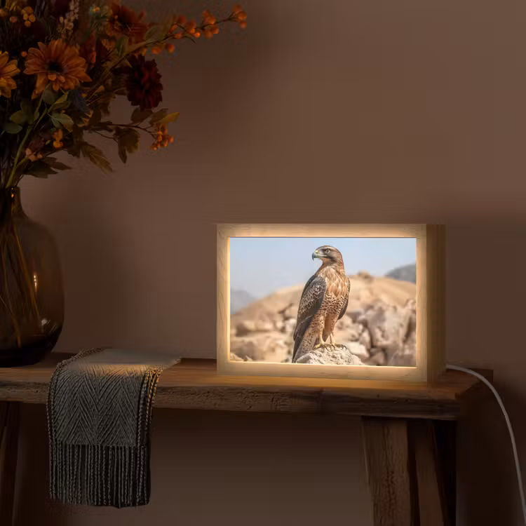 Valk - Vogel - Rots - Macht Light Box met kabel (Tafellamp) klein -sfeer4