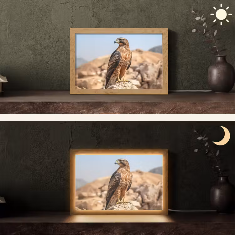 Valk - Vogel - Rots - Macht Light Box met kabel (Tafellamp) klein -sfeer3