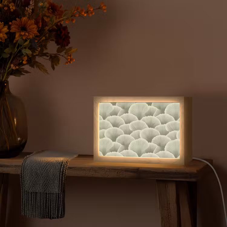 Waaier - Blad - Groen Light Box met kabel (Tafellamp) klein 924 -sfeer4