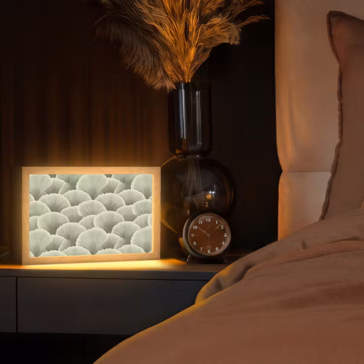 Waaier - Blad - Groen Light Box met kabel (Tafellamp) klein 924 -sfeer1
