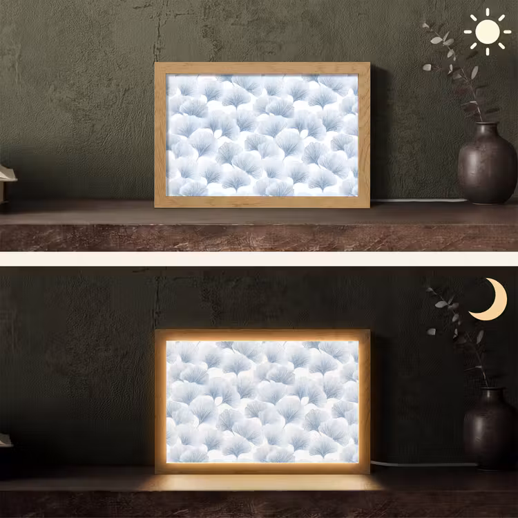 Waaier - Modern - Blauw Light Box met kabel (Tafellamp) klein 924 -sfeer3