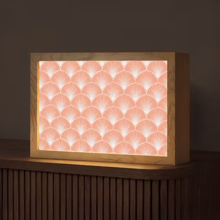 Waaier - Motief - Zalmroze Light Box met kabel (Tafellamp) klein 924 -z3d_website