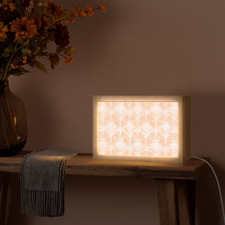 Waaier - Patroon - Perzik Light Box met kabel (Tafellamp) klein 924 -sfeer4