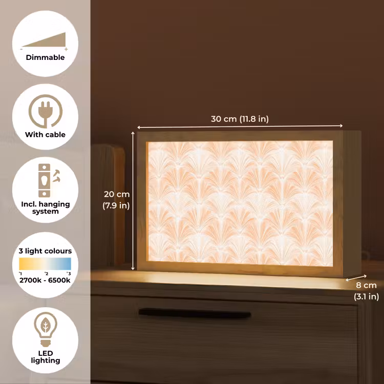 Waaier - Patroon - Perzik Light Box met kabel (Tafellamp) klein 924 -USP_EN