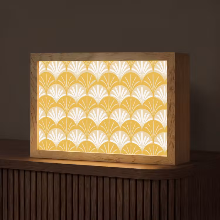 Waaier - Geel - Art Light Box met kabel (Tafellamp) klein 924 -z3d_website
