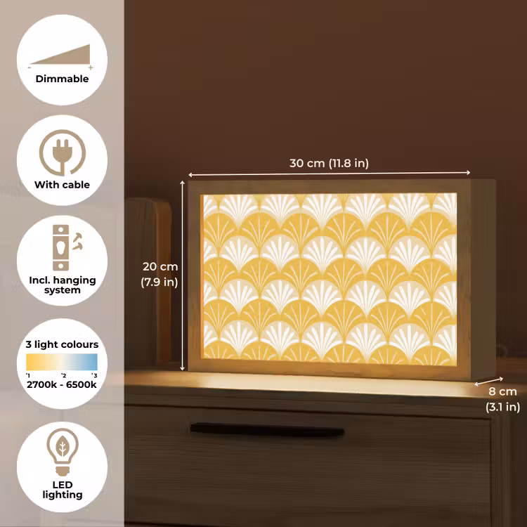 Waaier - Geel - Art Light Box met kabel (Tafellamp) klein 924 -USP_EN