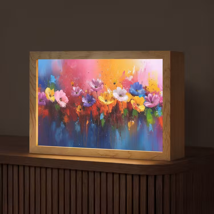 Fantasiebloemen - Verf - Speels Light Box met kabel (Tafellamp) klein -z3d_website