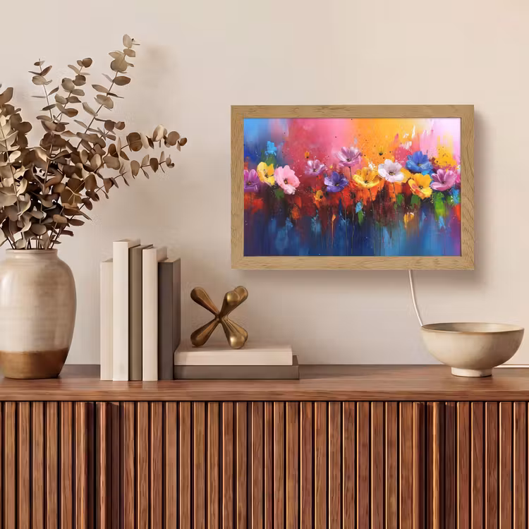 Fantasiebloemen - Verf - Speels Light Box met kabel (Tafellamp) klein -sfeer2