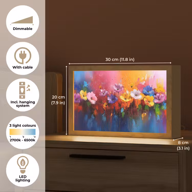 Fantasiebloemen - Verf - Speels Light Box met kabel (Tafellamp) klein -USP_EN