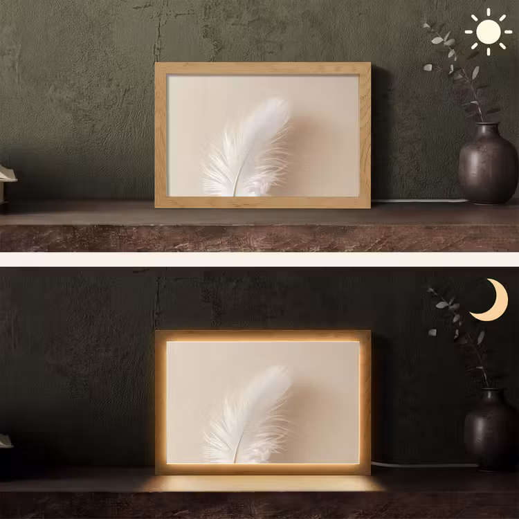 Veer - Minimalistisch - Roze Light Box met kabel (Tafellamp) klein -sfeer3