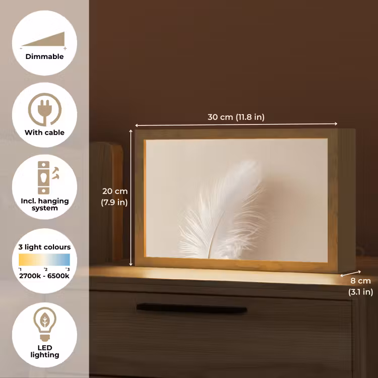 Veer - Minimalistisch - Roze Light Box met kabel (Tafellamp) klein -USP_EN