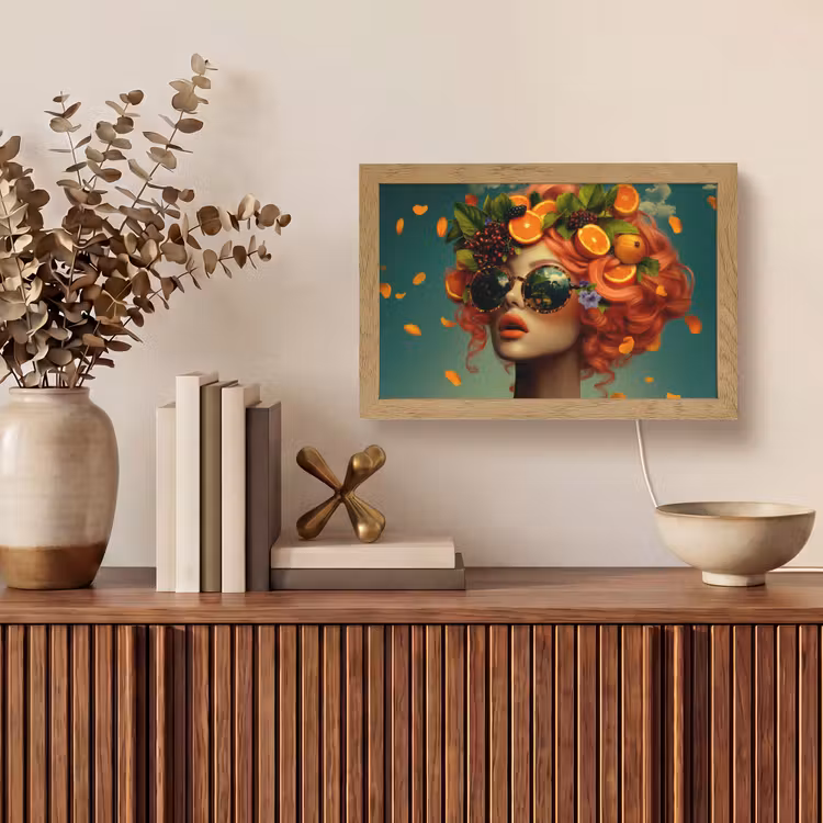 Vrouw - Sinaasappel - Bessen - Oranje Light Box met kabel (Tafellamp) klein -sfeer2