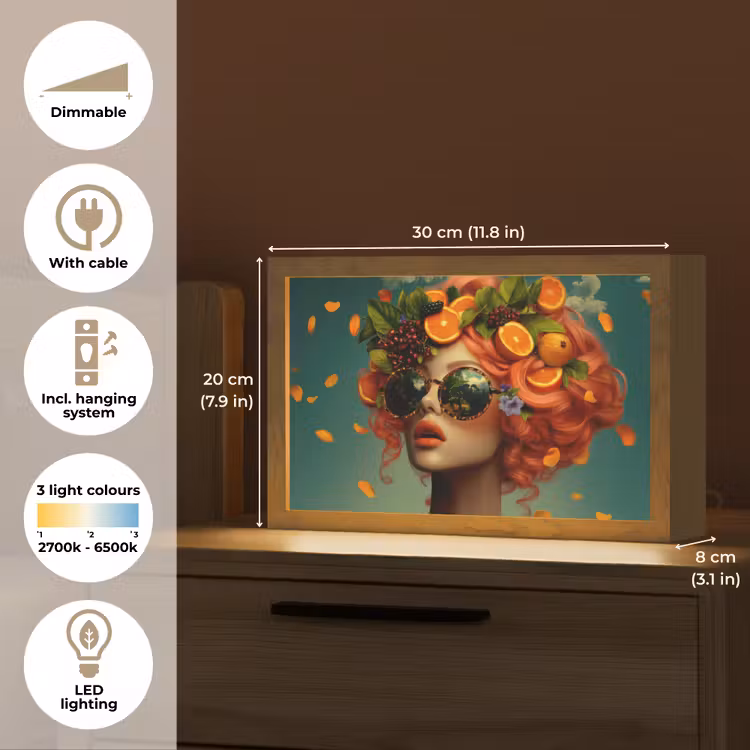 Vrouw - Sinaasappel - Bessen - Oranje Light Box met kabel (Tafellamp) klein -USP_EN