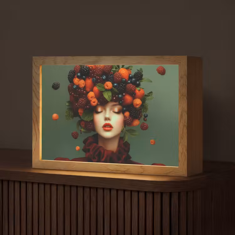 Vrouw - Aardbeien - Frambozen - Bramen - Bessen Light Box met kabel (Tafellamp) klein -z3d_website