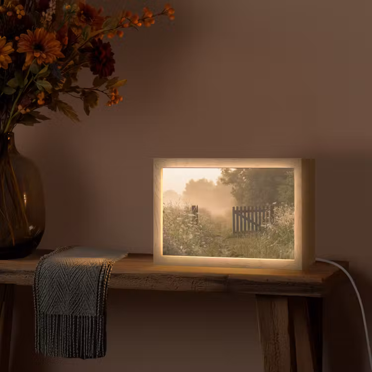 Hek - Natuur - Mist - Veld Light Box met kabel (Tafellamp) klein -sfeer4