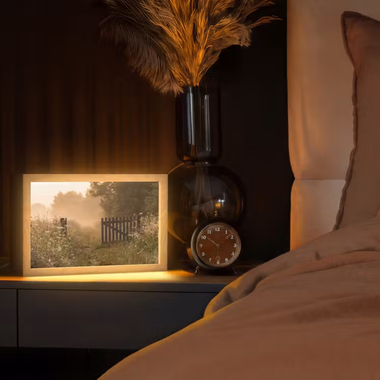 Hek - Natuur - Mist - Veld Light Box met kabel (Tafellamp) klein -sfeer1