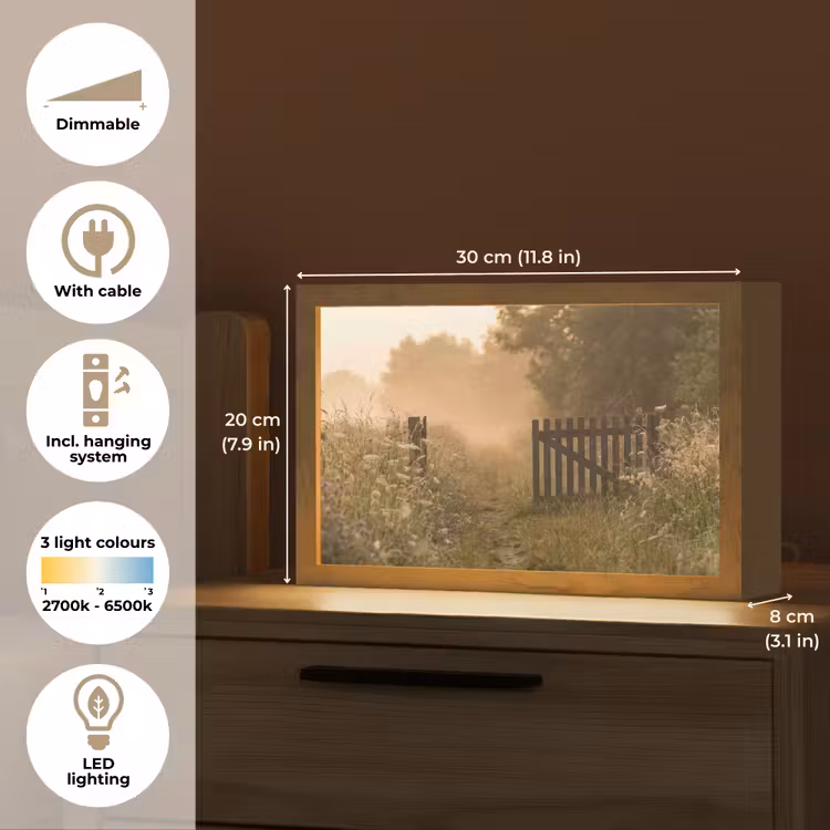 Hek - Natuur - Mist - Veld Light Box met kabel (Tafellamp) klein -USP_EN