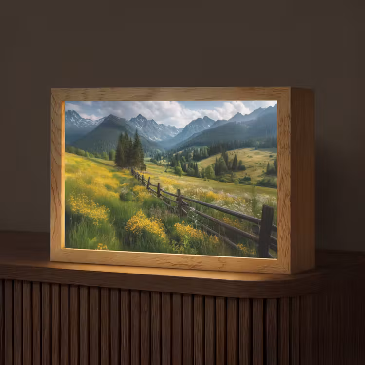 Veld - Hek - Bergen - Bloemen Light Box met kabel (Tafellamp) klein -z3d_website