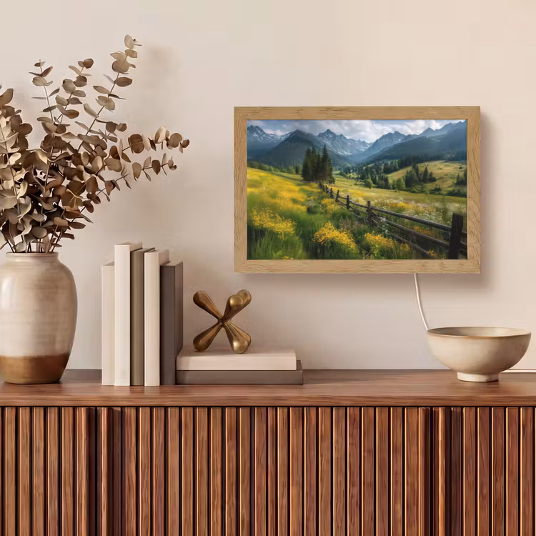 Veld - Hek - Bergen - Bloemen Light Box met kabel (Tafellamp) klein -sfeer2