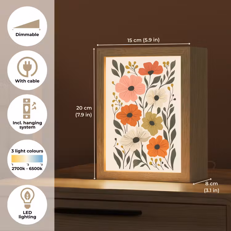Veldbloemen - Stengels - Blaadjes - Groen Light Box met kabel (Tafellamp) klein -USP_EN